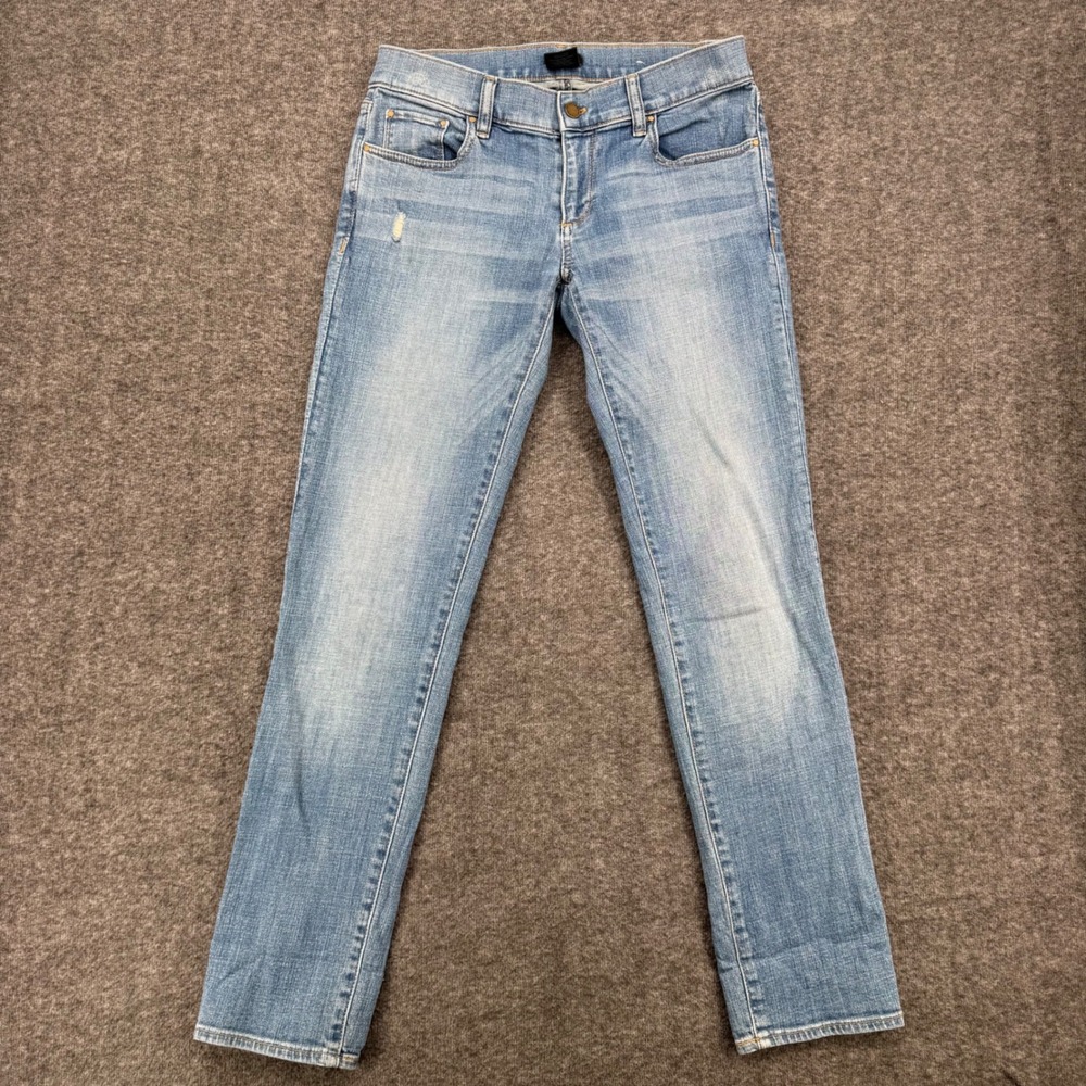 Ann Taylor Factory Womens Light Wash Straight Leg Distressed Jeans Blue Size 2